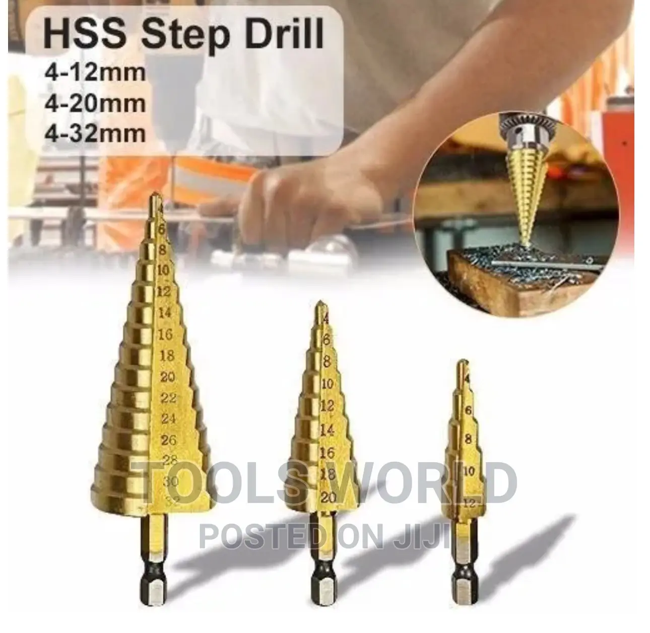 HSS Titanium Step Cone Drill Bit High Speed Steel Wood Steel
