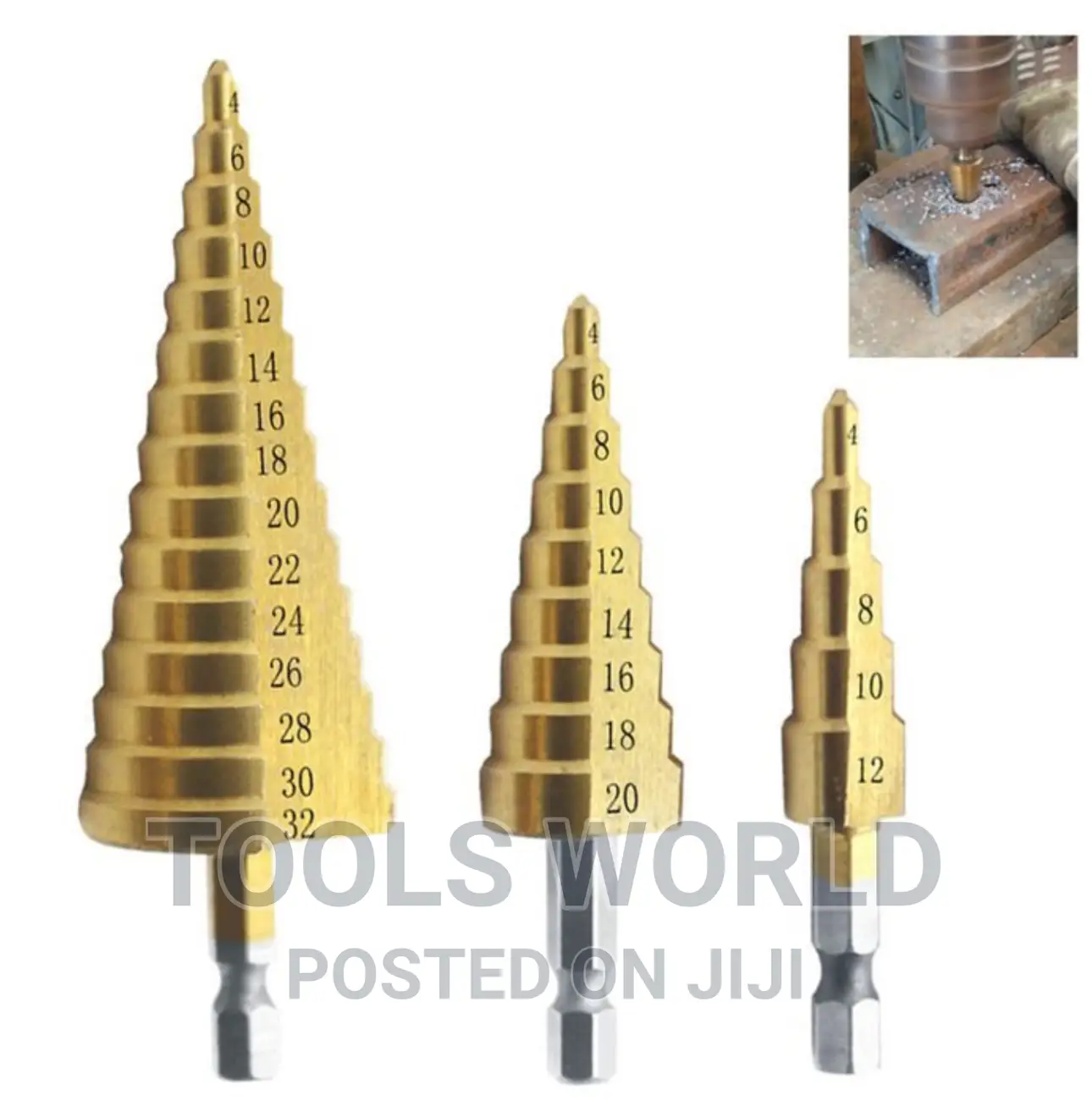 HSS Titanium Step Cone Drill Bit High Speed Steel Wood Steel
