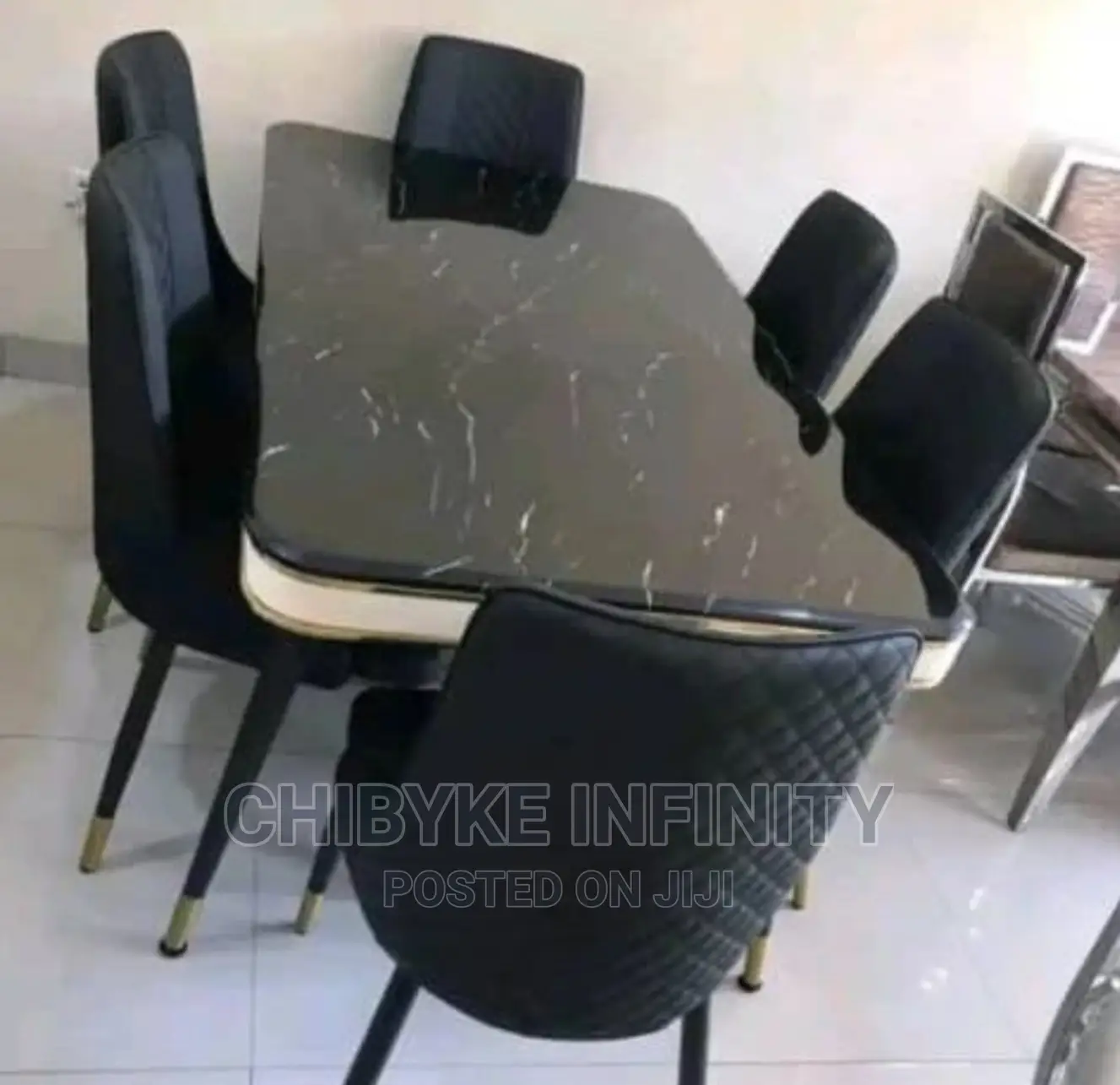 Classic Quality Luxury Marble Dining Table With Six Chairs