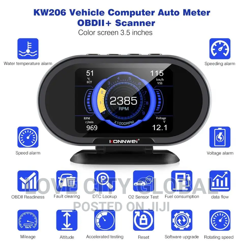 KW-206 OBD II Scan HUD Head Up Display Auto Digital Guage