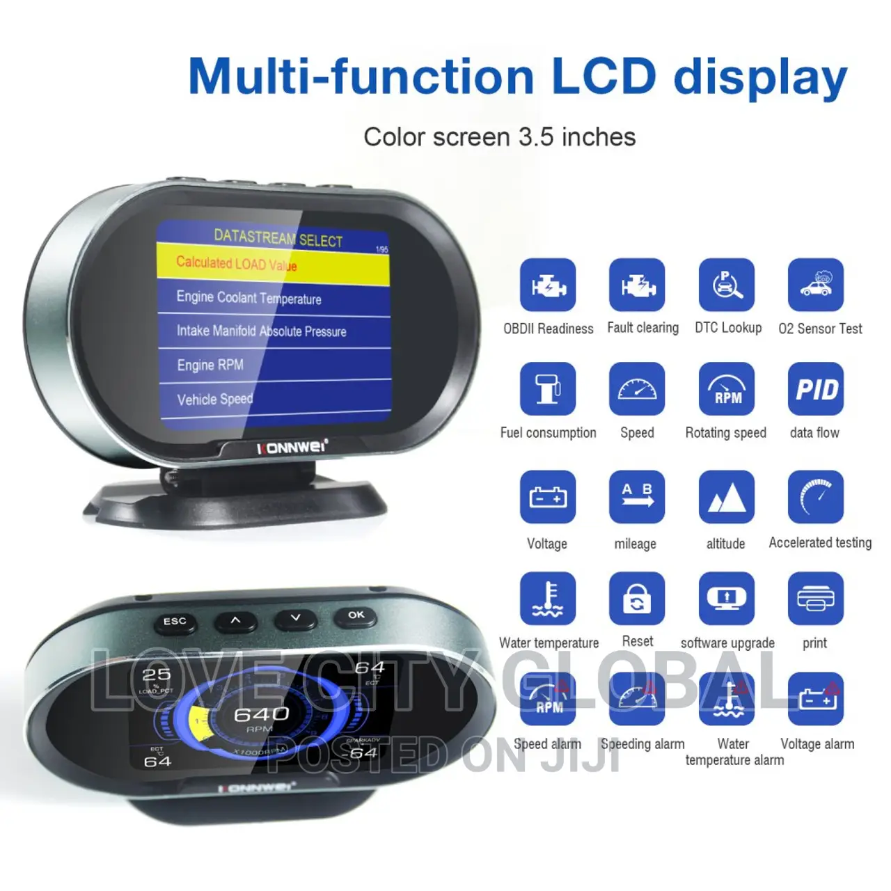 KW-206 OBD II Scan HUD Head Up Display Auto Digital Guage