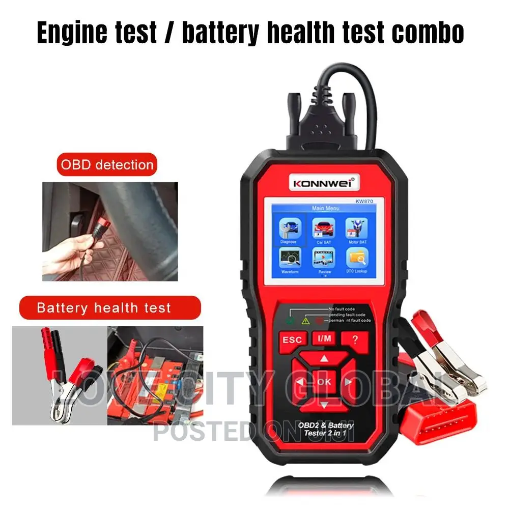 Konwei KW-870 Multi-Function Battery Tester OBD2 Scanner