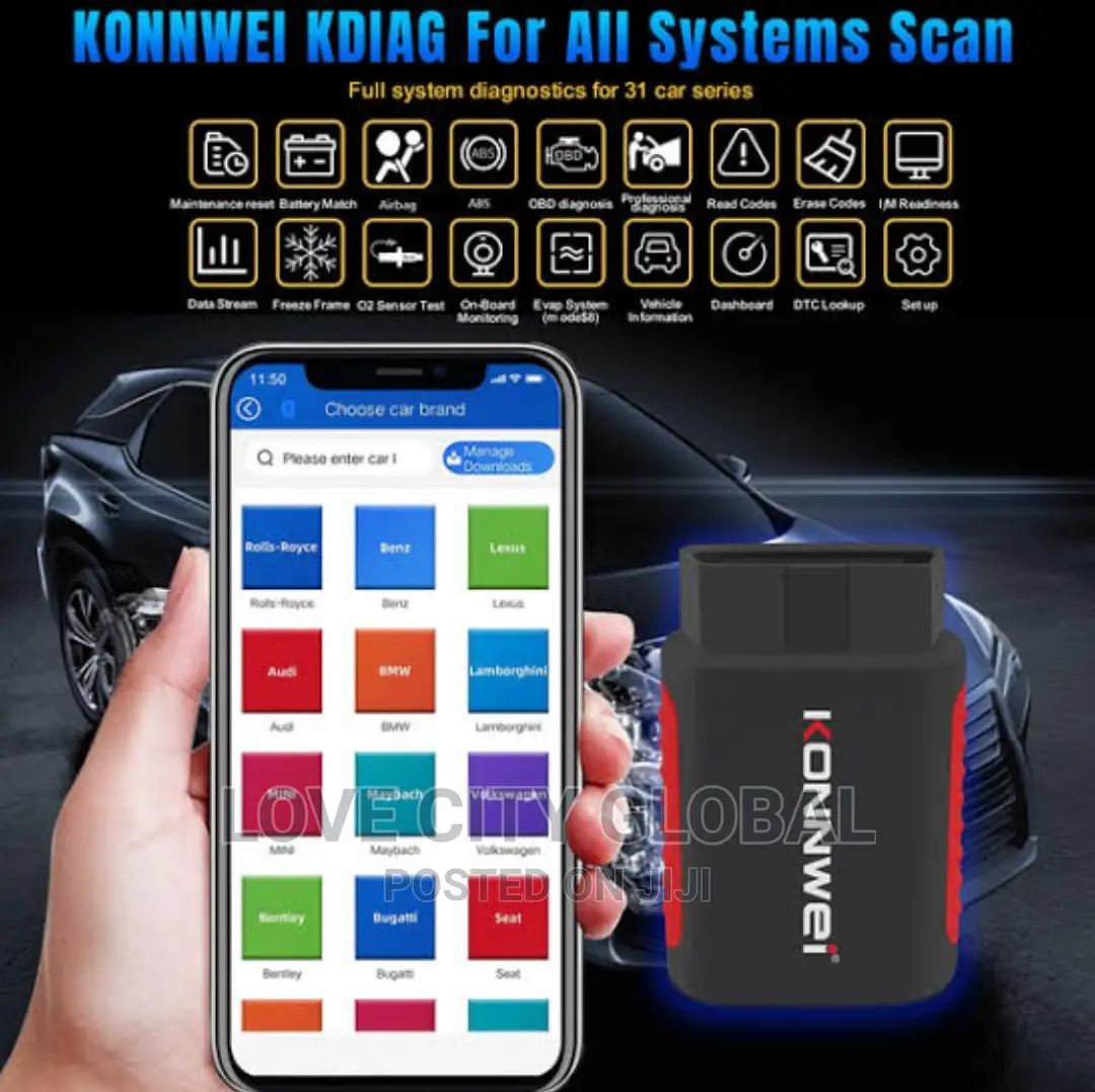 Konnwei KDIAG Bluetooth Potable Car Scanner Scan Clear Code