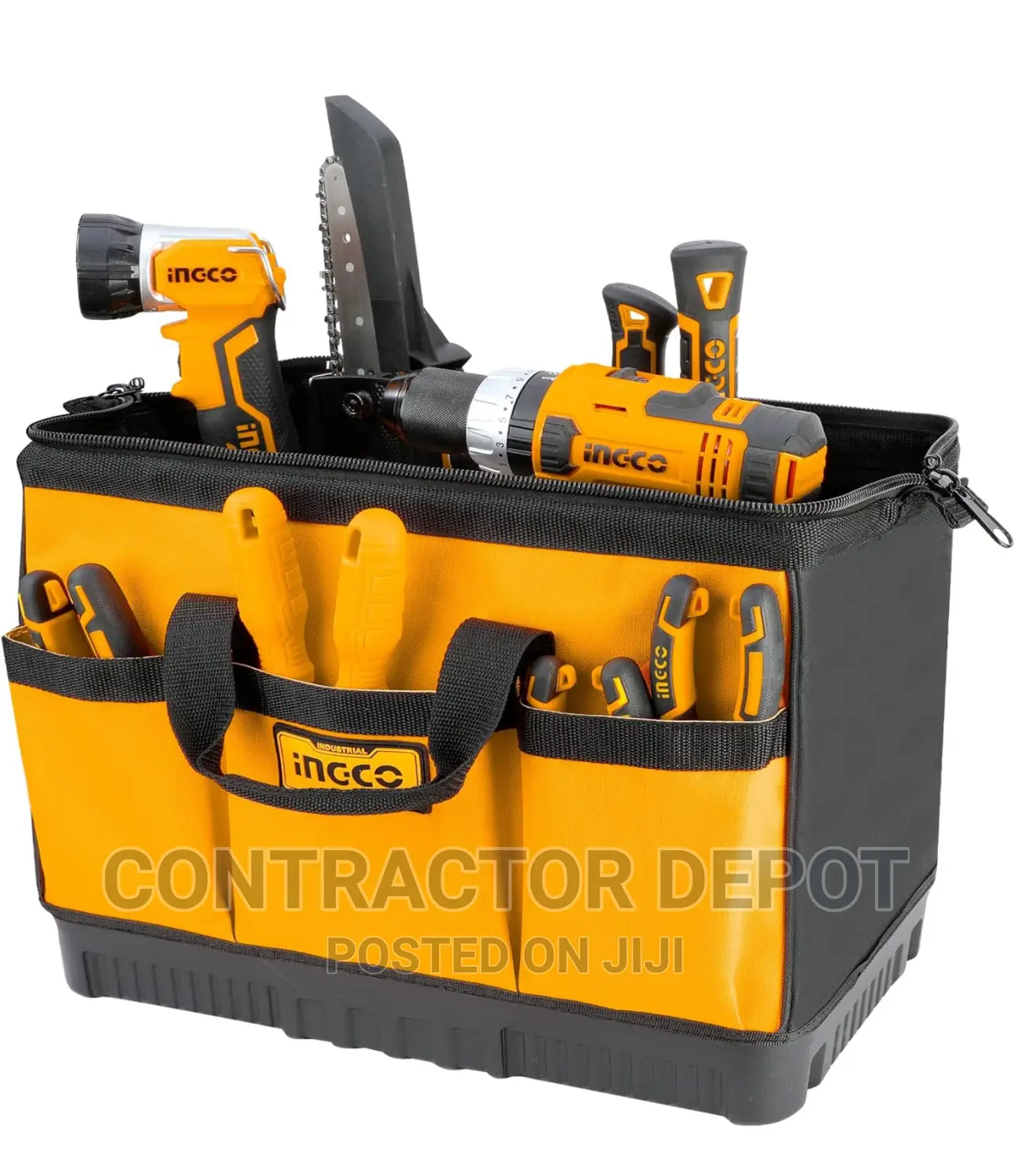 INGCO 16 Inch Tool Bag With 16 Pockets Wide Mouth Storage