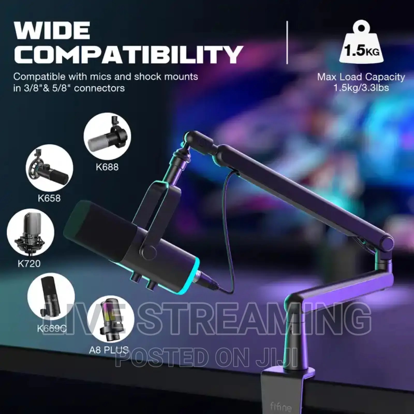 Fifine Boomarm , Boom Arm for Mics (Shure Sm7b , Rode Etc )