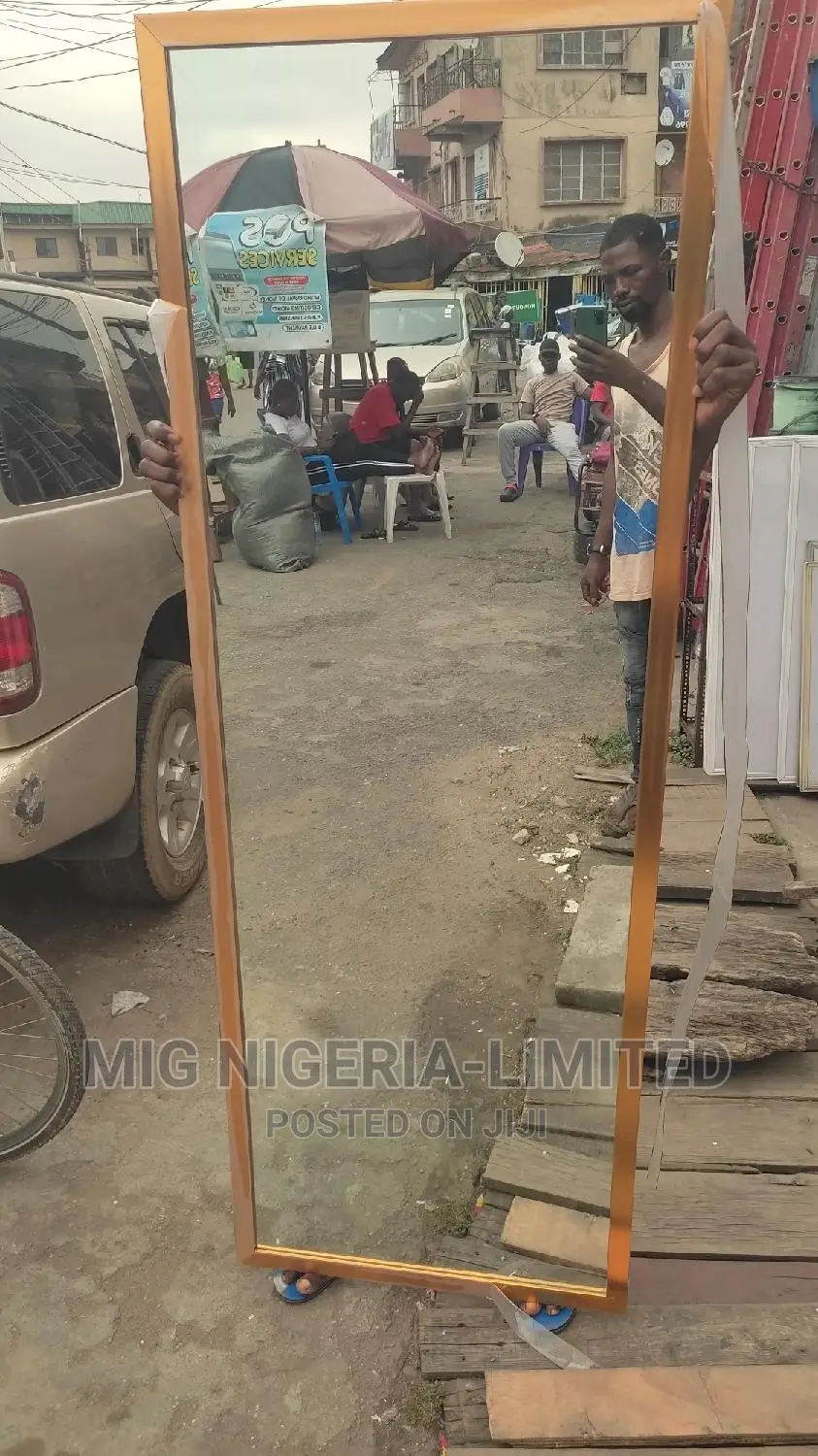 Wall Mirror Full Length Black and Brown Finish 72"X24"