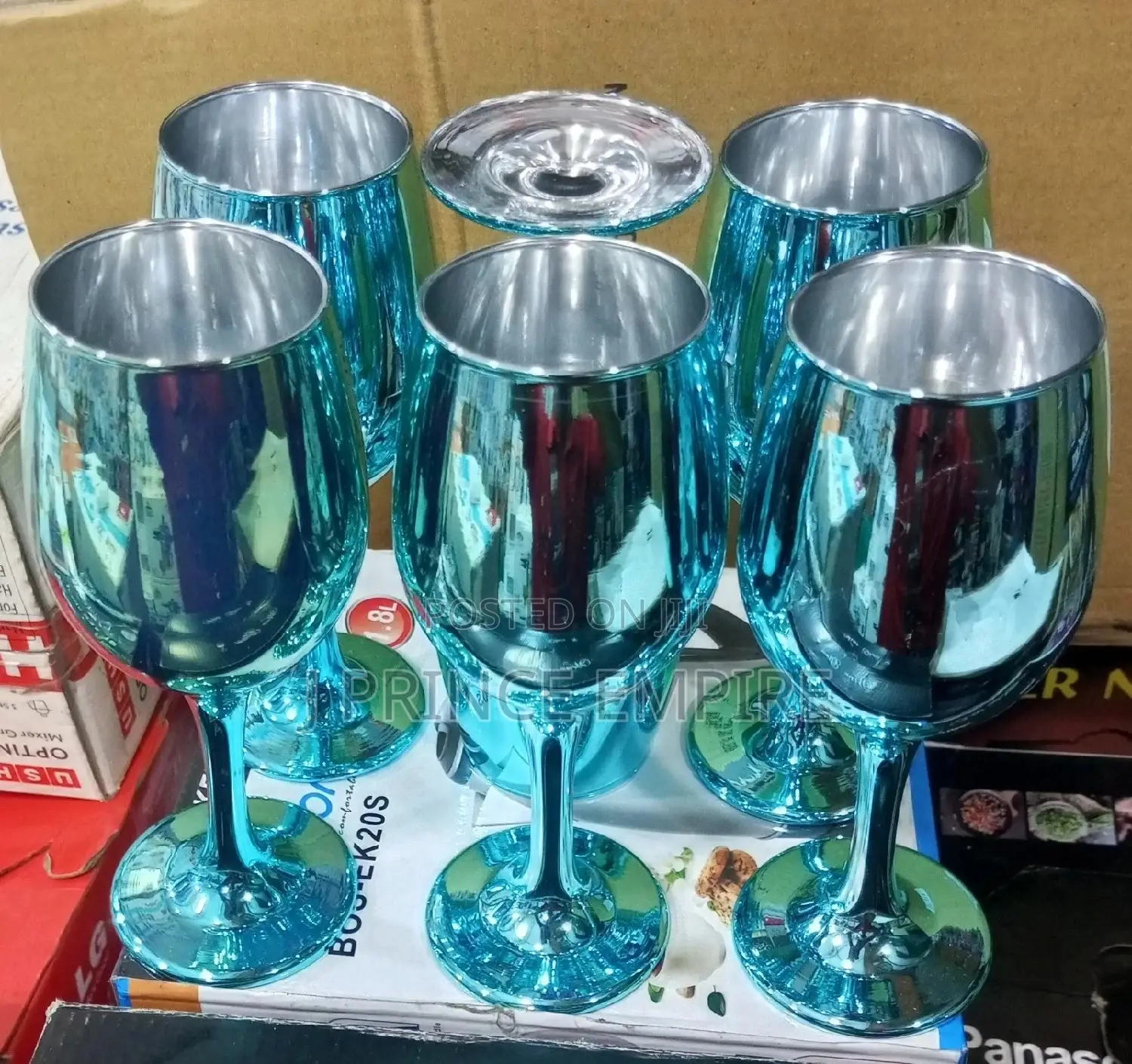 Gold Stainless Steel Wine Glasses Unbreakable, Set of 6