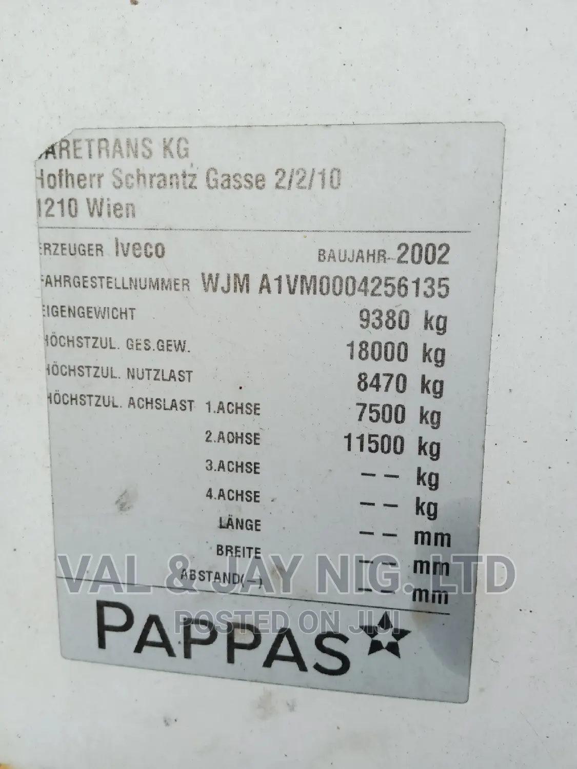 Iveco 6 Tyres Cooling Van (Foreign Use)