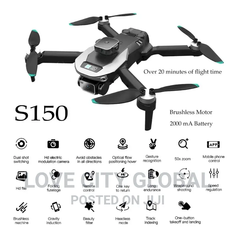S150 Drone Obstacle Avoidance Dual Cam Rc Foldable 2 Battery