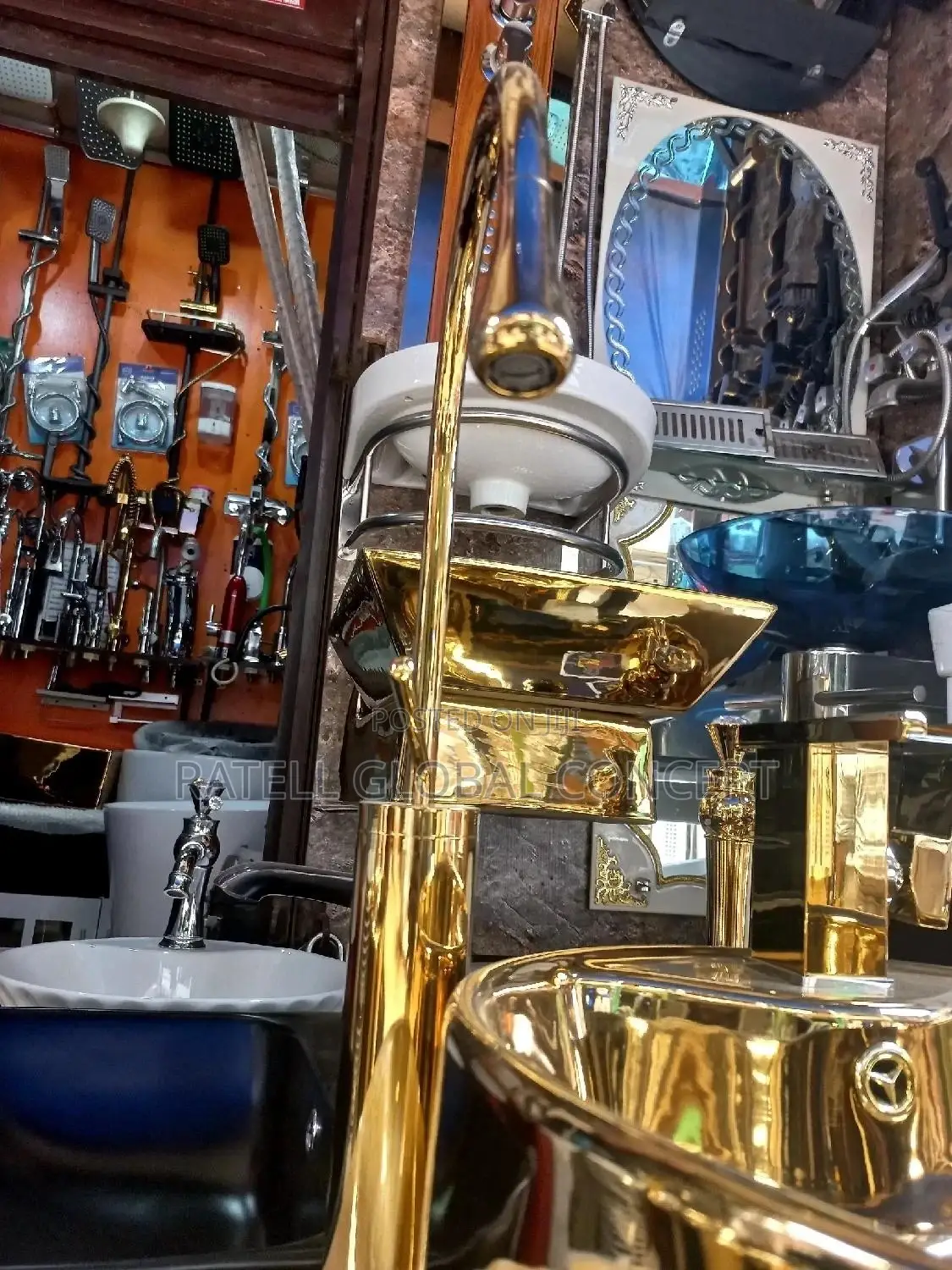 Executive Long Neck Gold Basin Mixer [Tap]