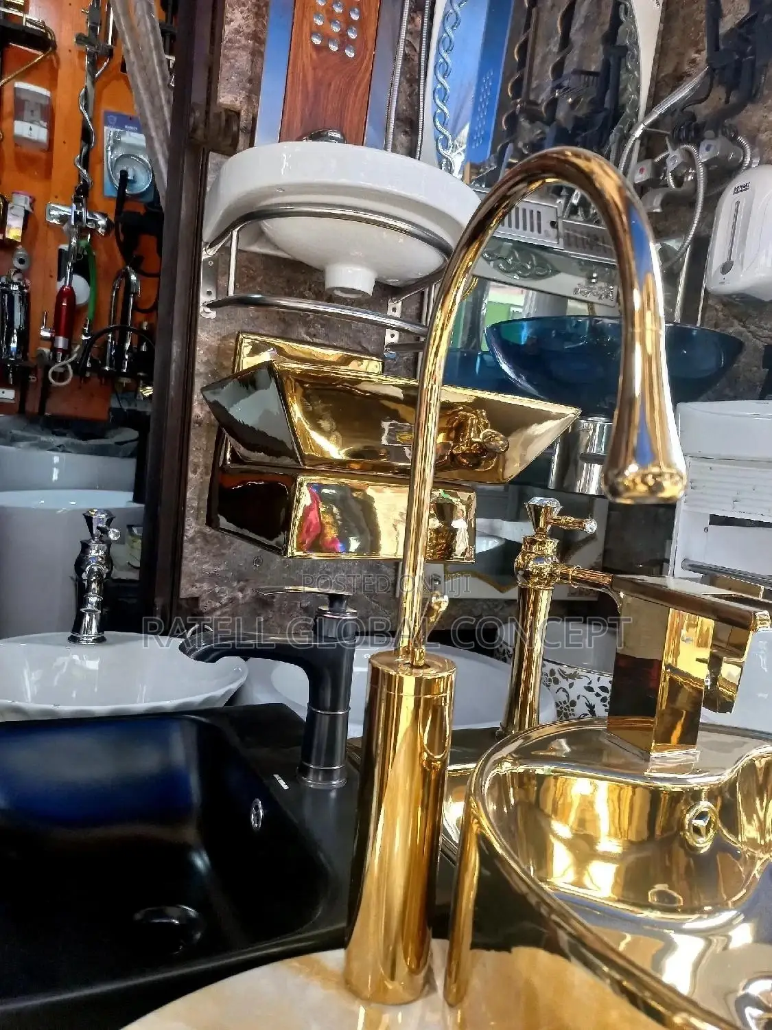 Executive Long Neck Gold Basin Mixer [Tap]