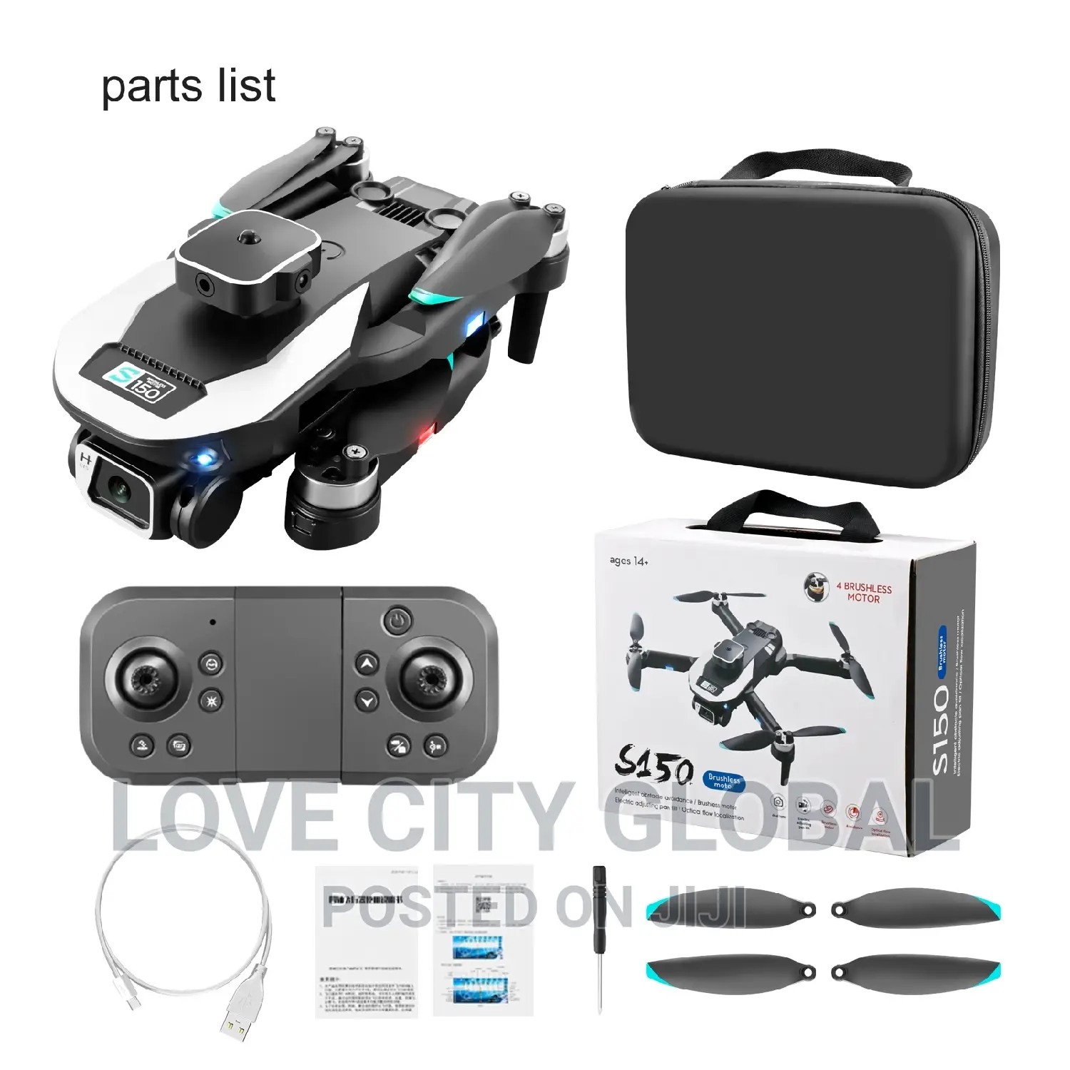 S150 RC Obstacle Avoidance Wifi HD Camera Drone, 2 Battery
