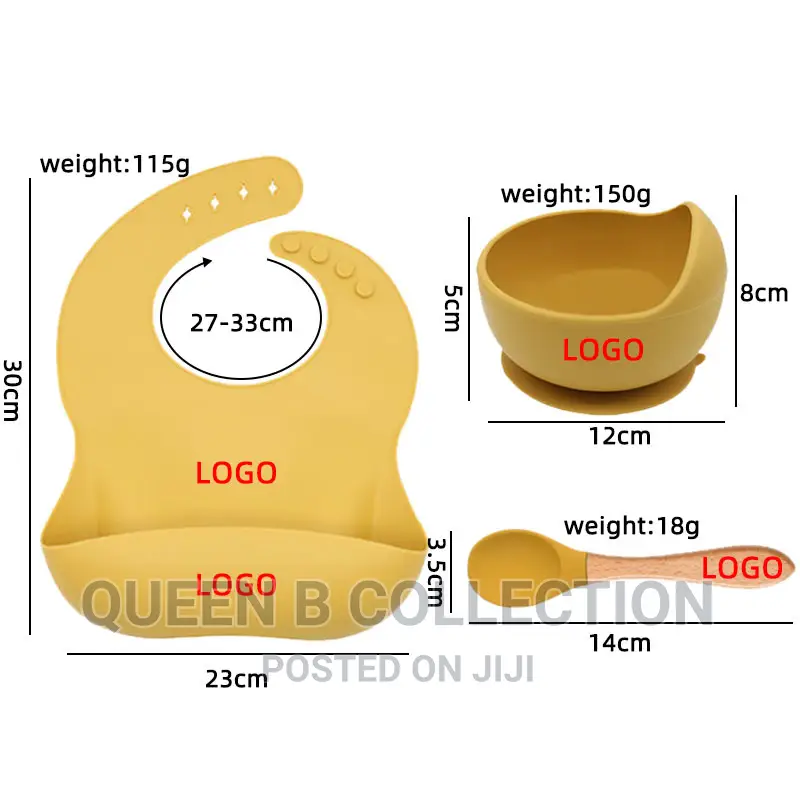 Silicone Baby Bib, Bowl and Spoon