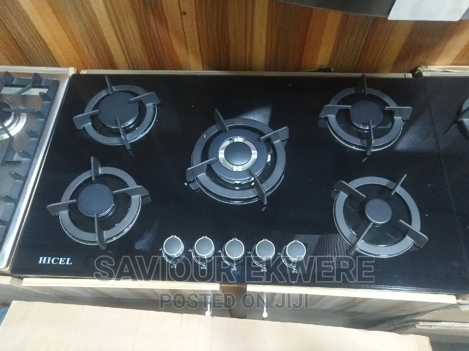 5 Burner Cabinet Built-in Tempted Glass Top Gas Cooker