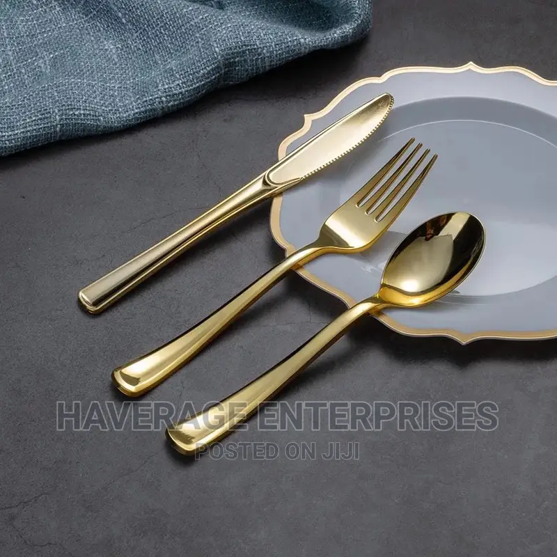Elegant Disposable Cutlery Set(Black,Gold,Silver) 2,400pces