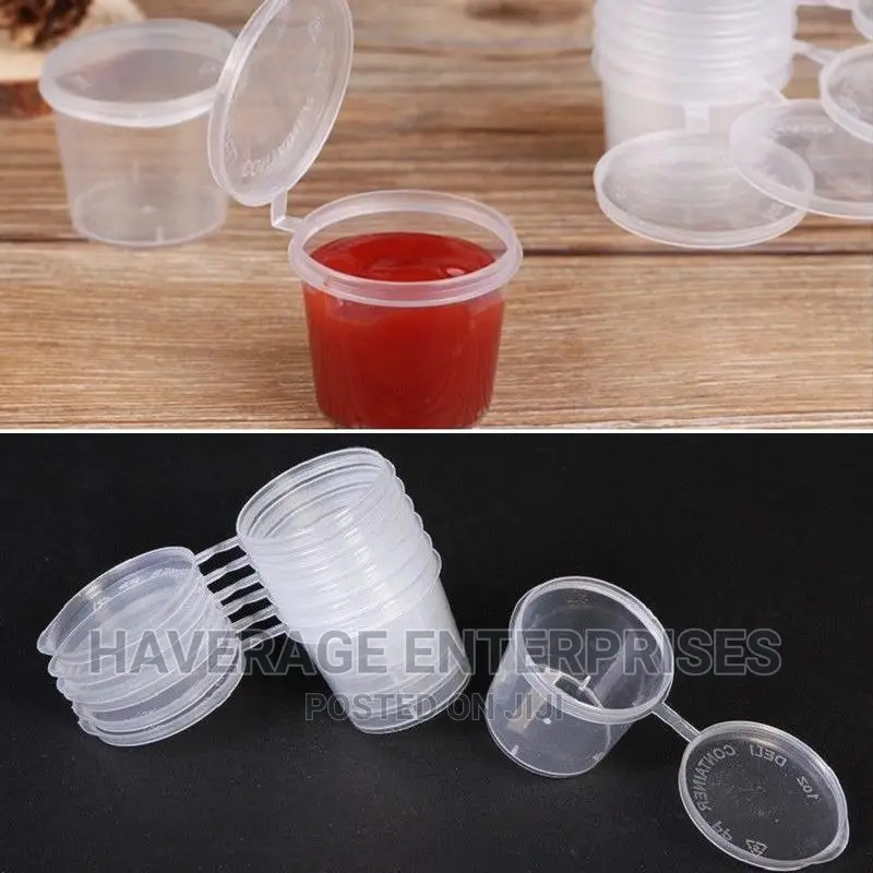 Disposable Sauce Cups With Attached Lids -1oz(30ml) 1,000pcs