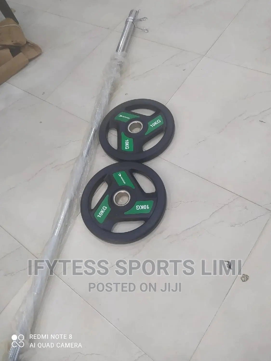 Olympic Barbell Rod With 20kg Dumbbell Plate
