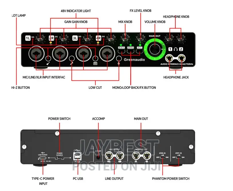 XPRO 4 Channel Professional Audio Sound Card or Audio Interf