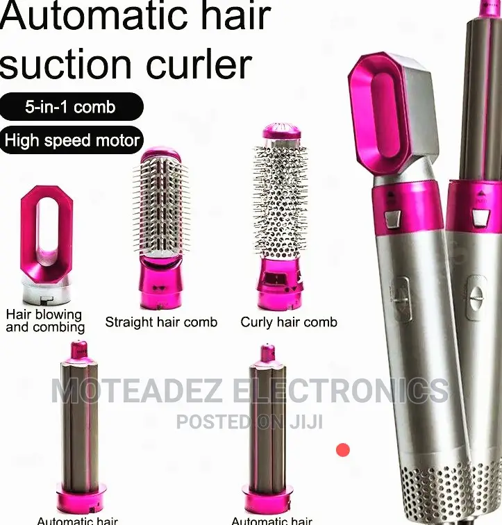 5 in 1 Detachable Hot Air Comb, Straightener, Styler, Curler