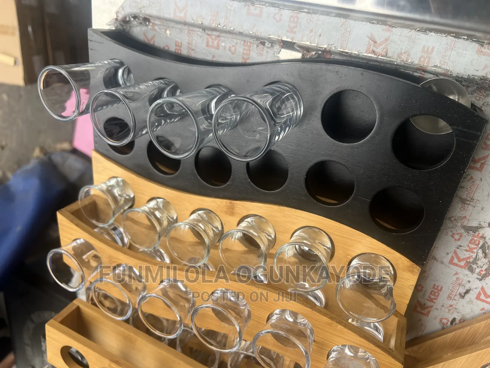 Tequila Shot Glasses With Bamboo Holder