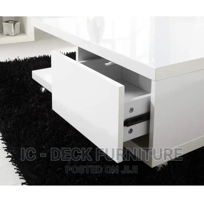 TBL28 White High Gloss Square Storage Coffee Table