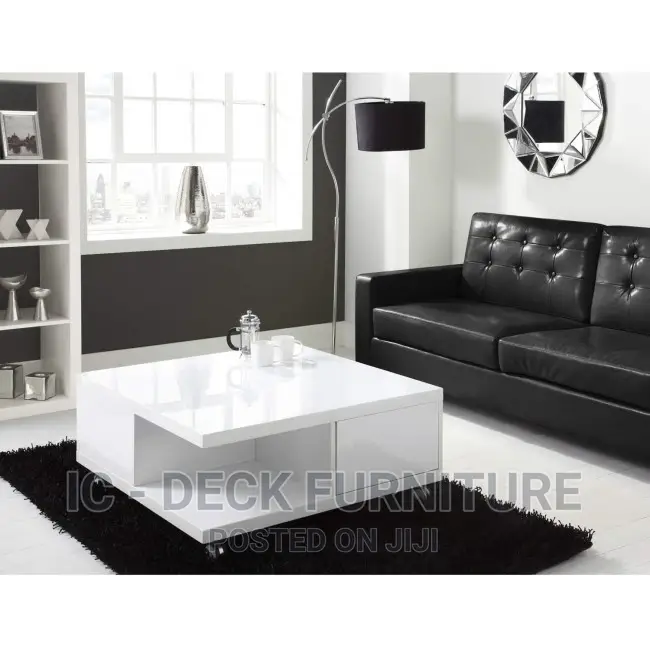TBL28 White High Gloss Square Storage Coffee Table