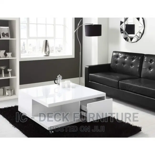 TBL28 White High Gloss Square Storage Coffee Table