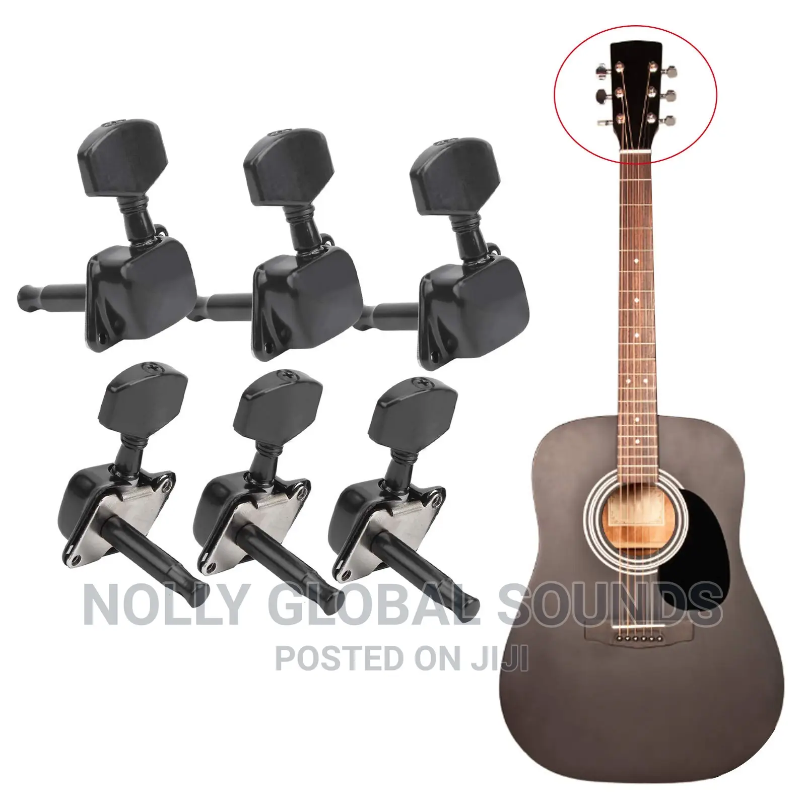 Metal Tuning Pegs, for Acoustic Guitar, Replacement(Silver)