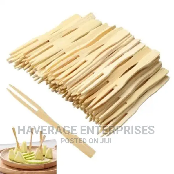 3.5" Bamboo Fork Picker With 2 Prongs - 500pces
