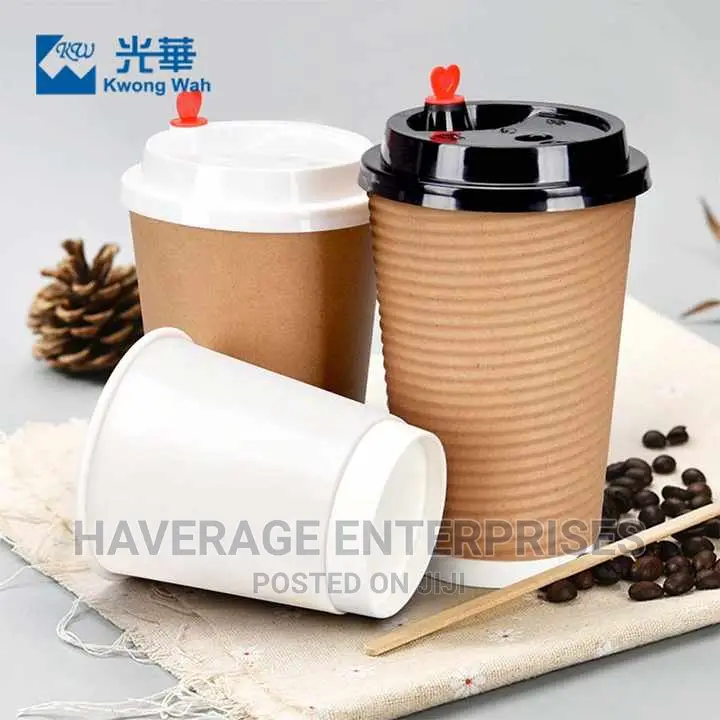 Double Layer Paper Coffee/Tea Cups With Lids - 500 Pieces -