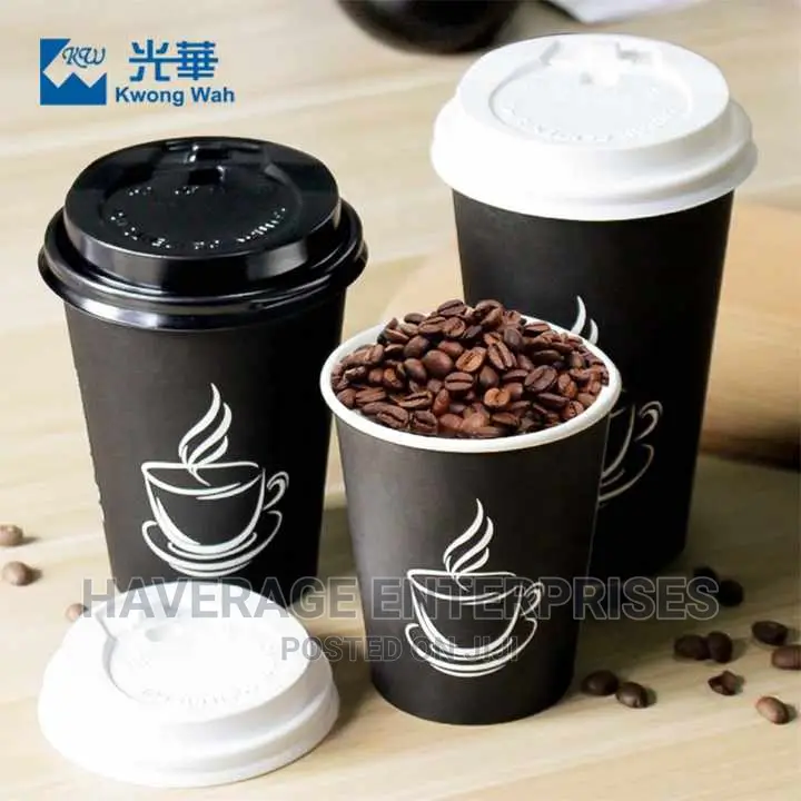 Double Layer Paper Coffee/Tea Cups With Lids - 500 Pieces -