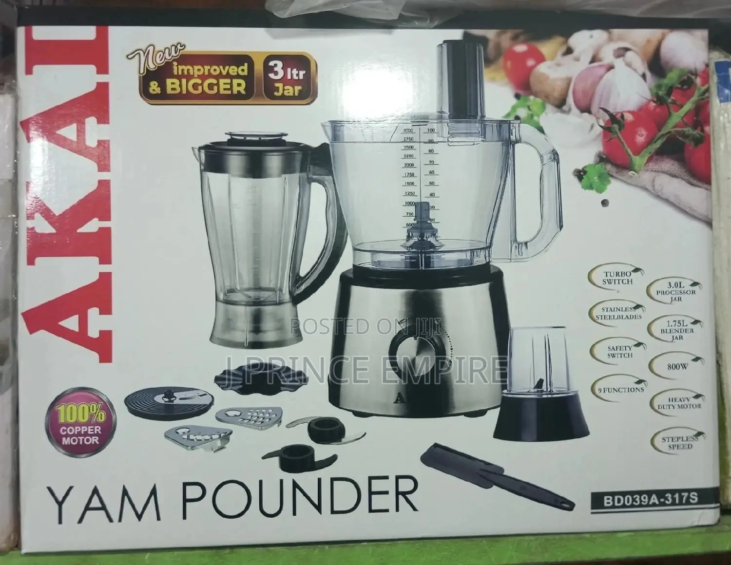 Akai Heavy Duty Motor Yam Pounder /Food Processor 800W