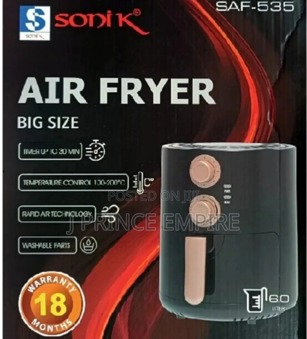 Sonik Air Fryer - 6 Litres - 1400W