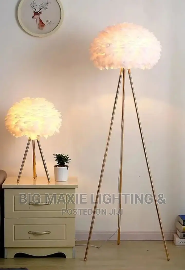 Nordic Tripod Feather Floor Lamps Bedroom Bedside Lamp