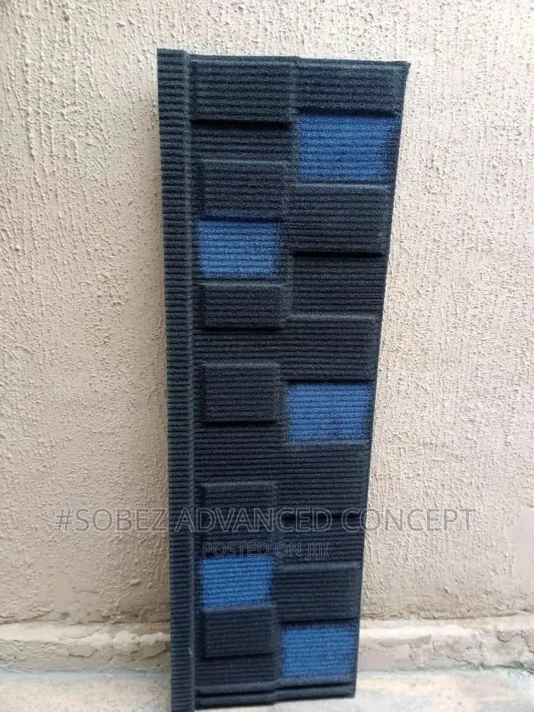 Black With Royal Blue Patch Classic Stone Coated Roof Tile