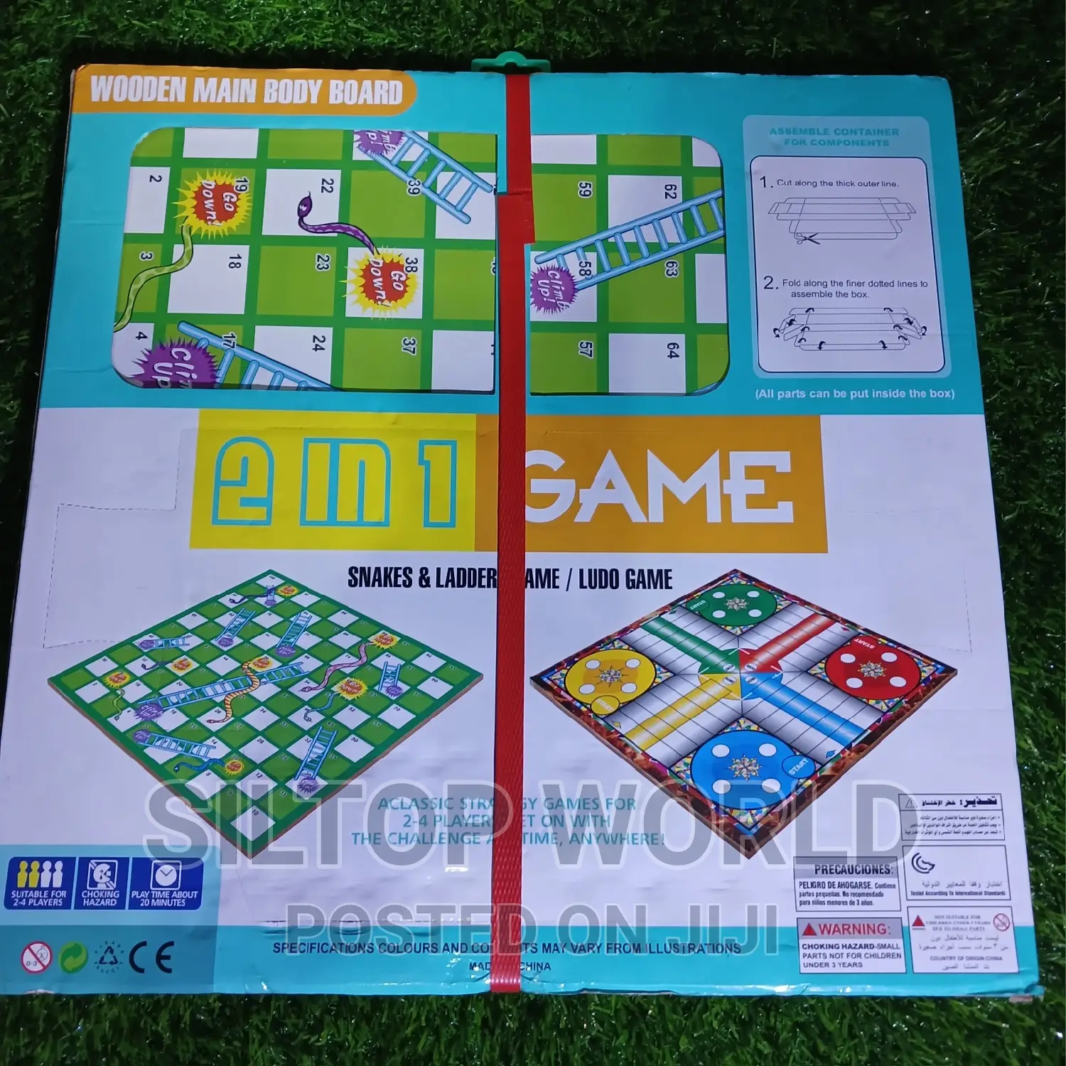 2 in 1 Giant Wooden Snakes and Ladders/Ludo Game