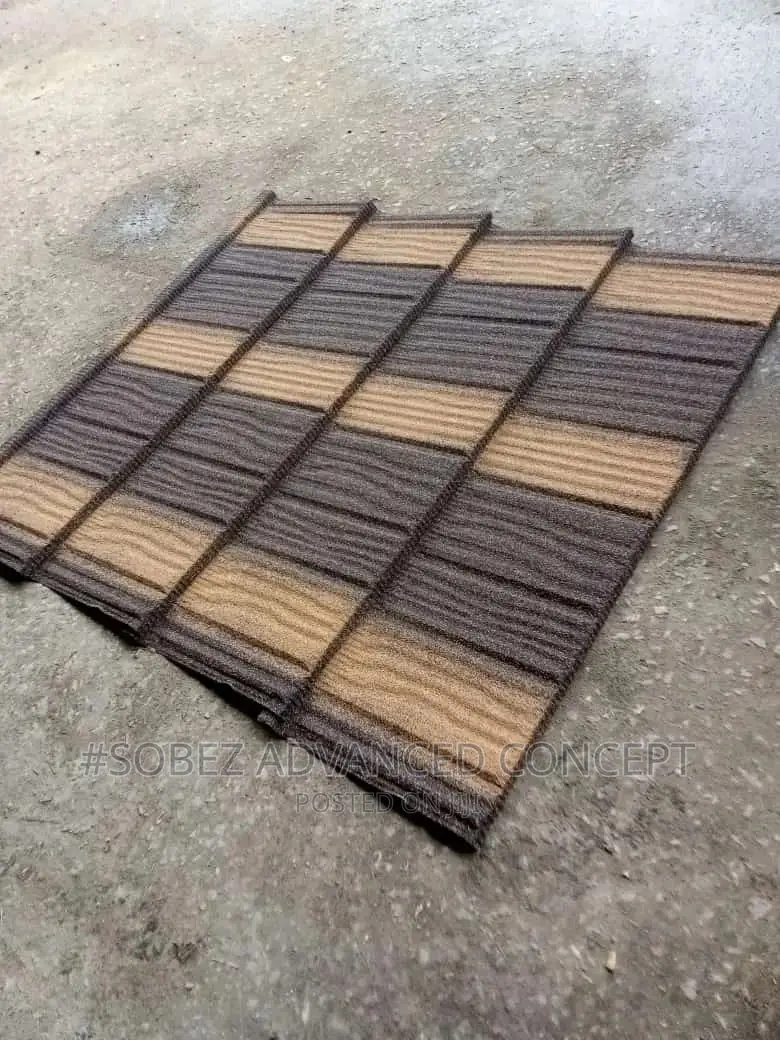 Brown Colored Stone Coated Roof Tile With Golden Patch