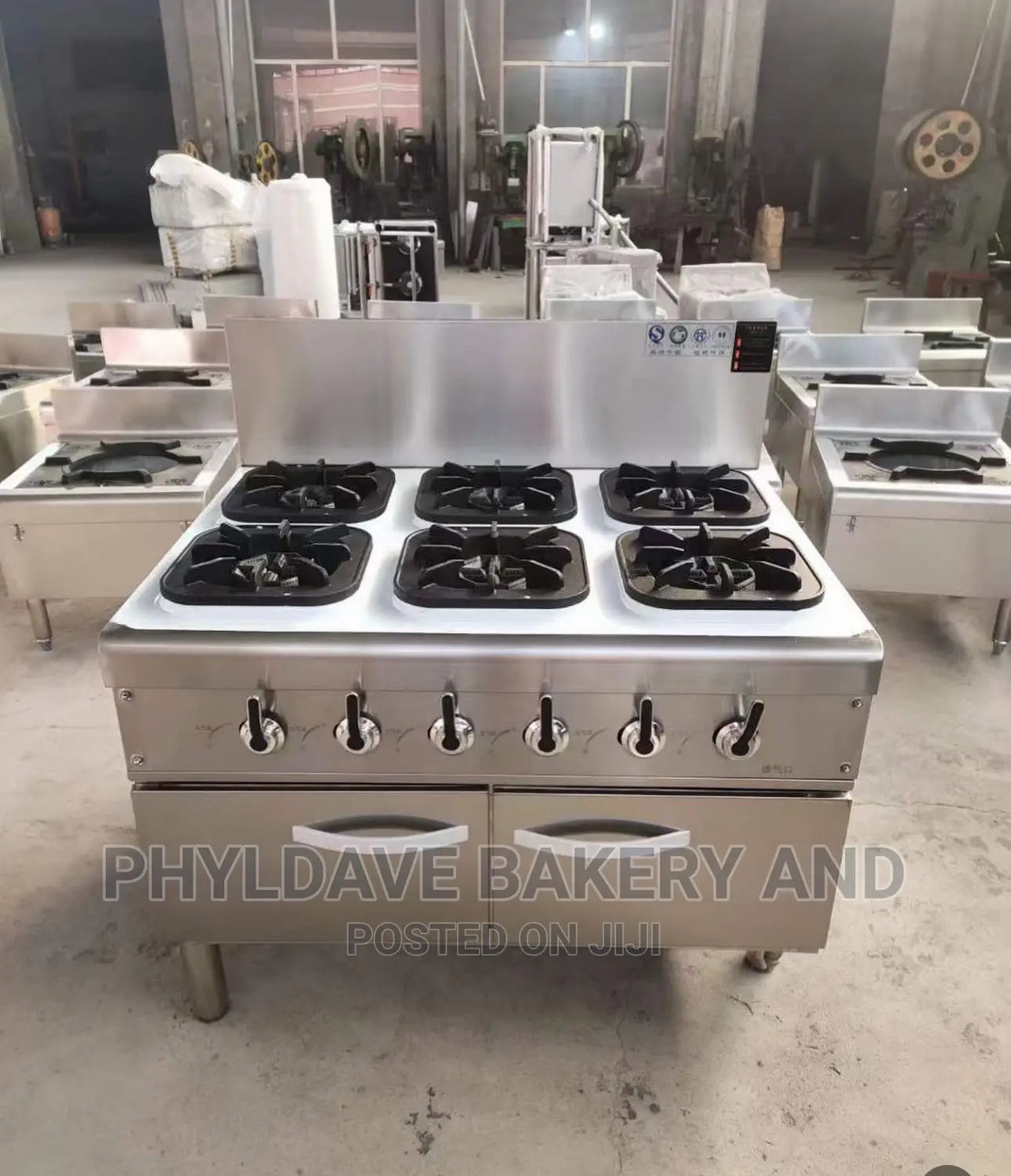 Commercial 6 Burner Cooker With Cupboard