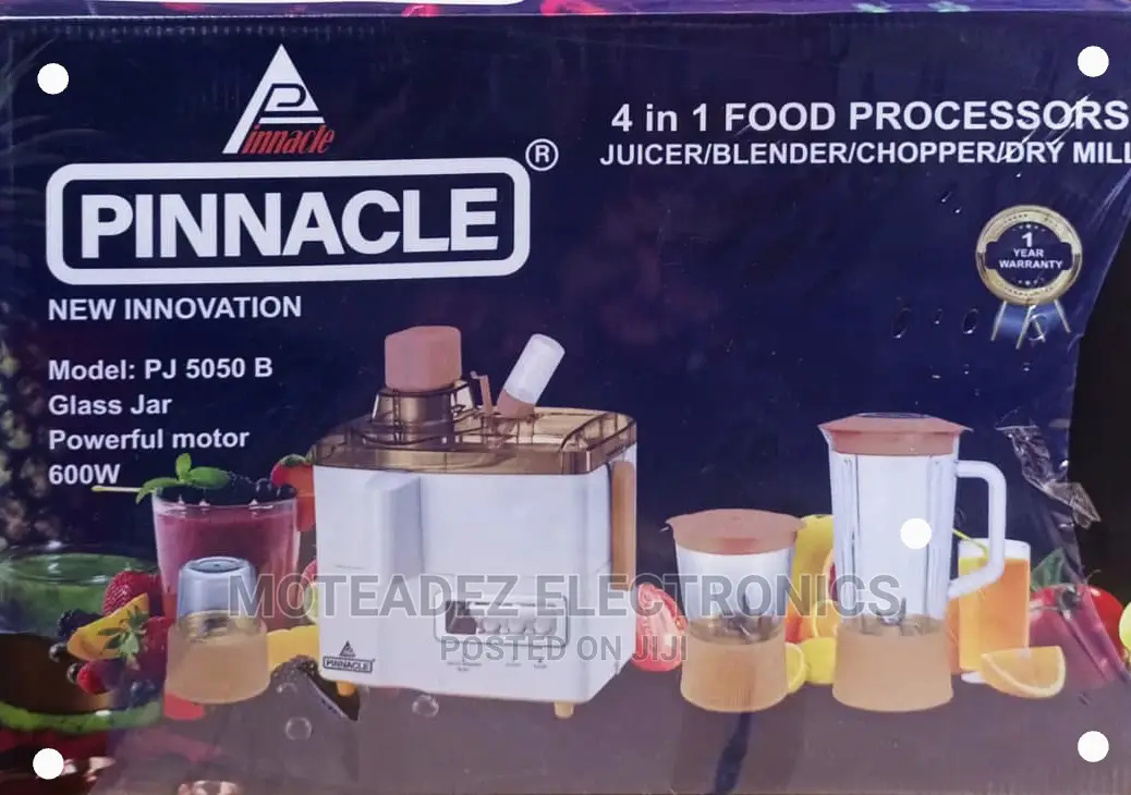 Pinnacle 4 in 1 Food Processor Juicer, Blender, Chopper, Mil