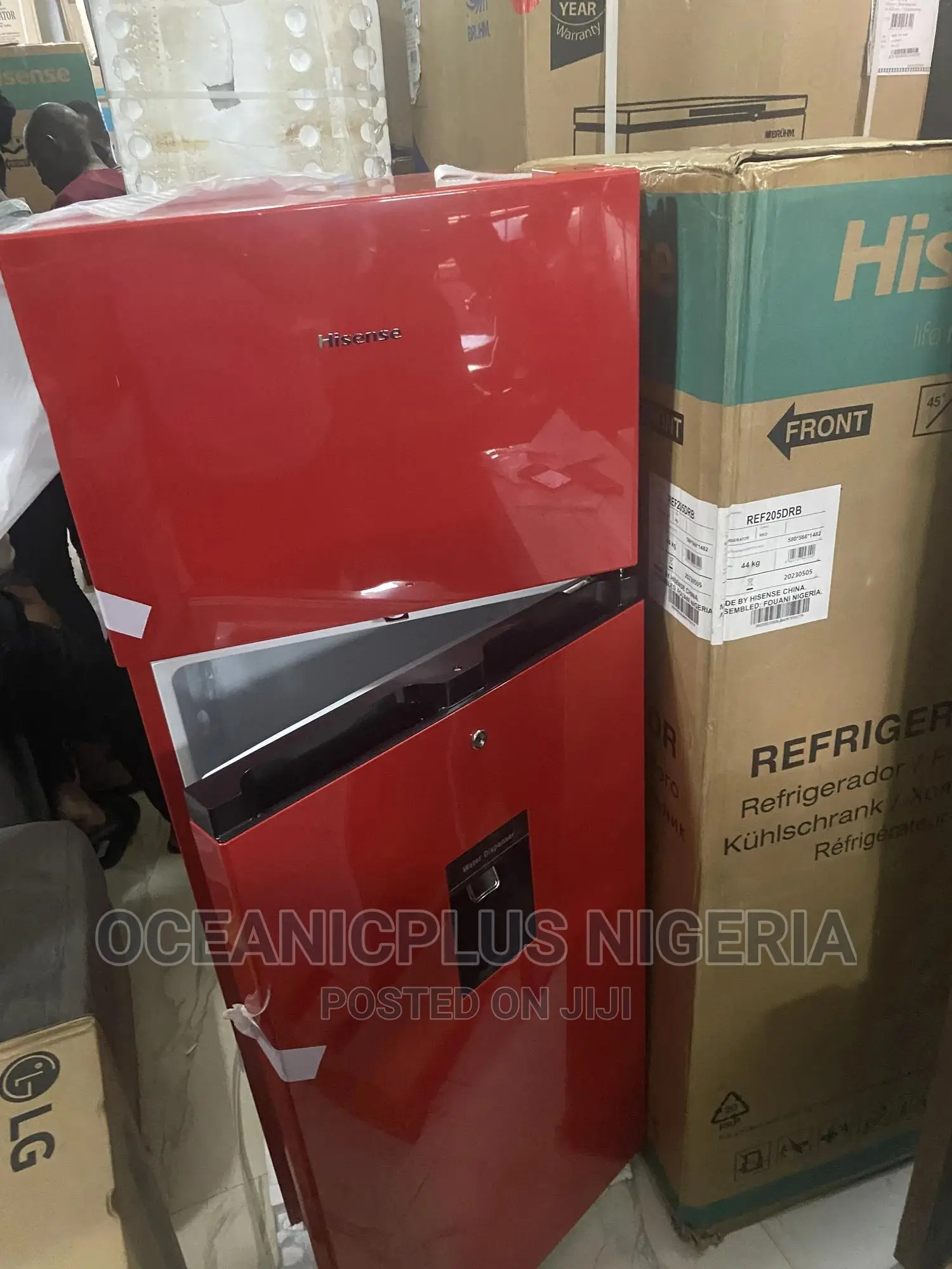 Red Hisense 204ltrs Double Door - Refrigerator W/ Dispenser