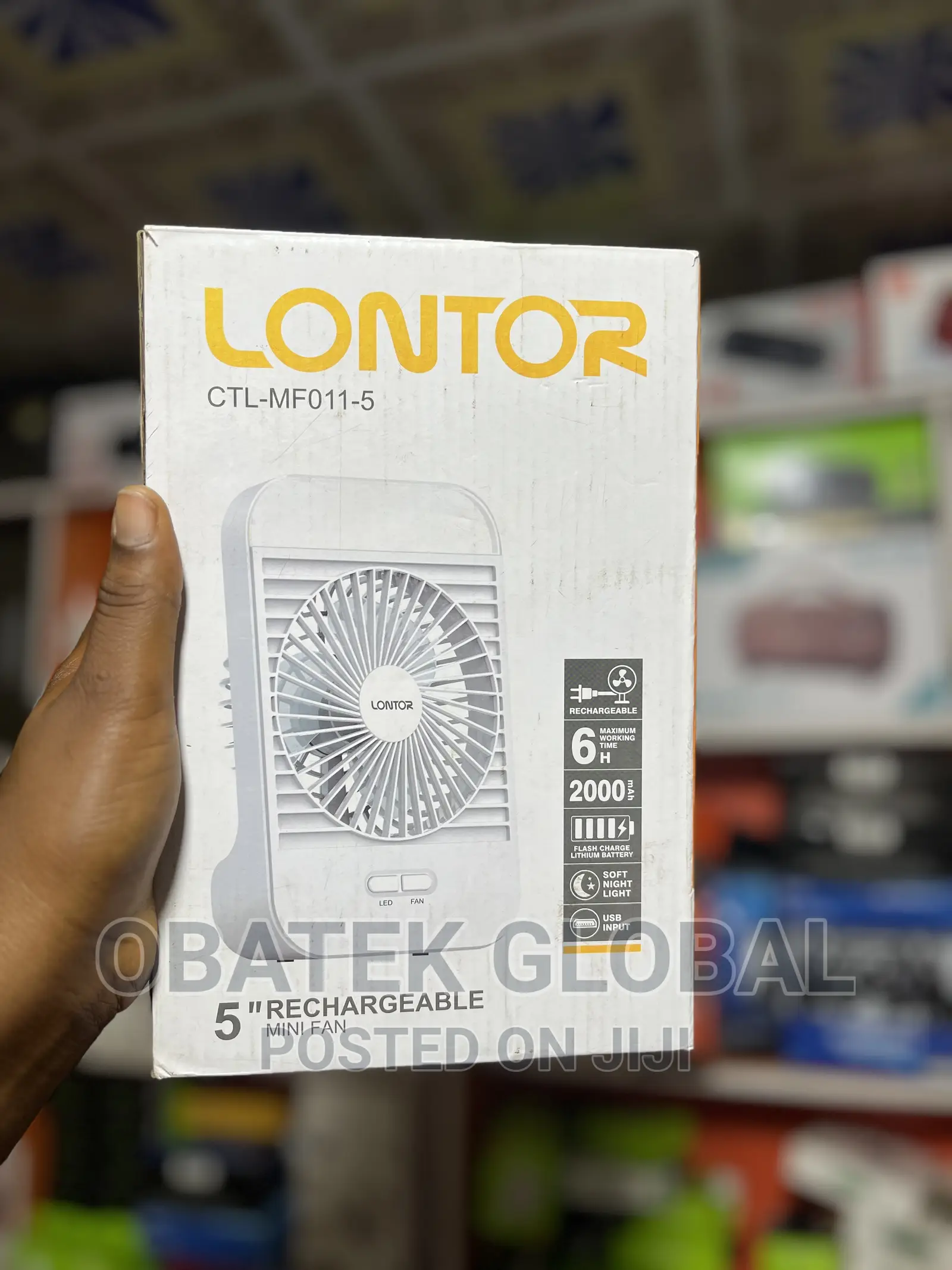 Lontor 5" Inches Portable Mini Hand Fan With LED Light