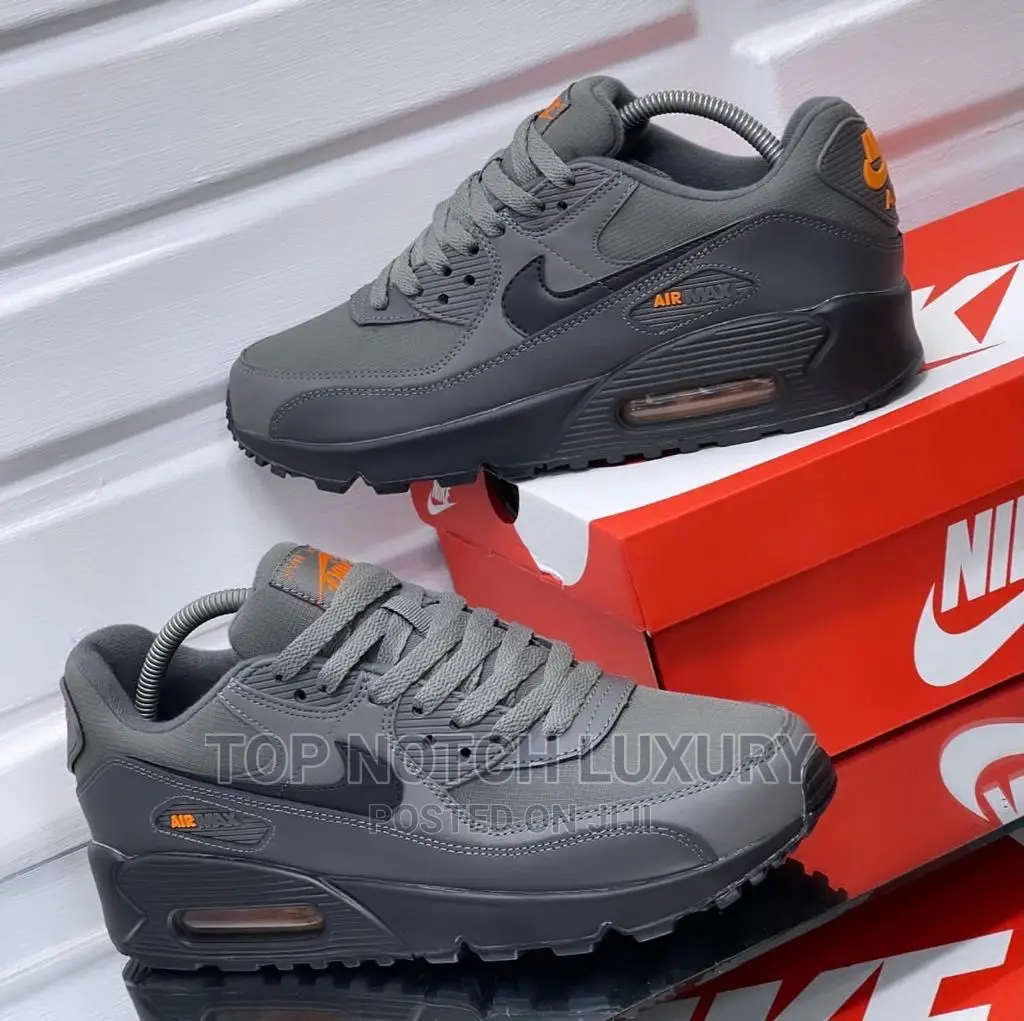 Original Nike Air Max 90 Grey/Orange Men Women Sneakers