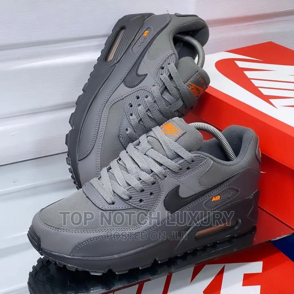 Original Nike Air Max 90 Grey/Orange Men Women Sneakers