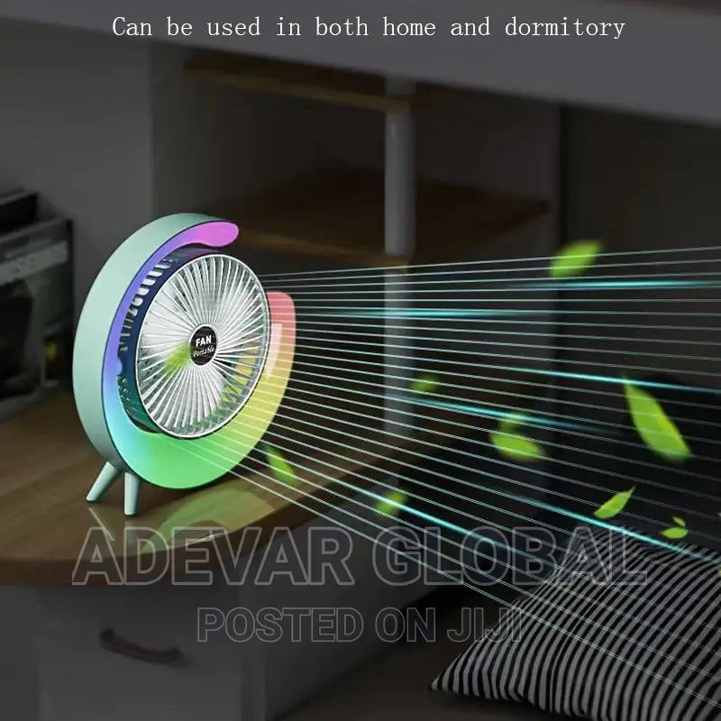 Usb Charging Color Fan Light, Household Desktop Silent Small