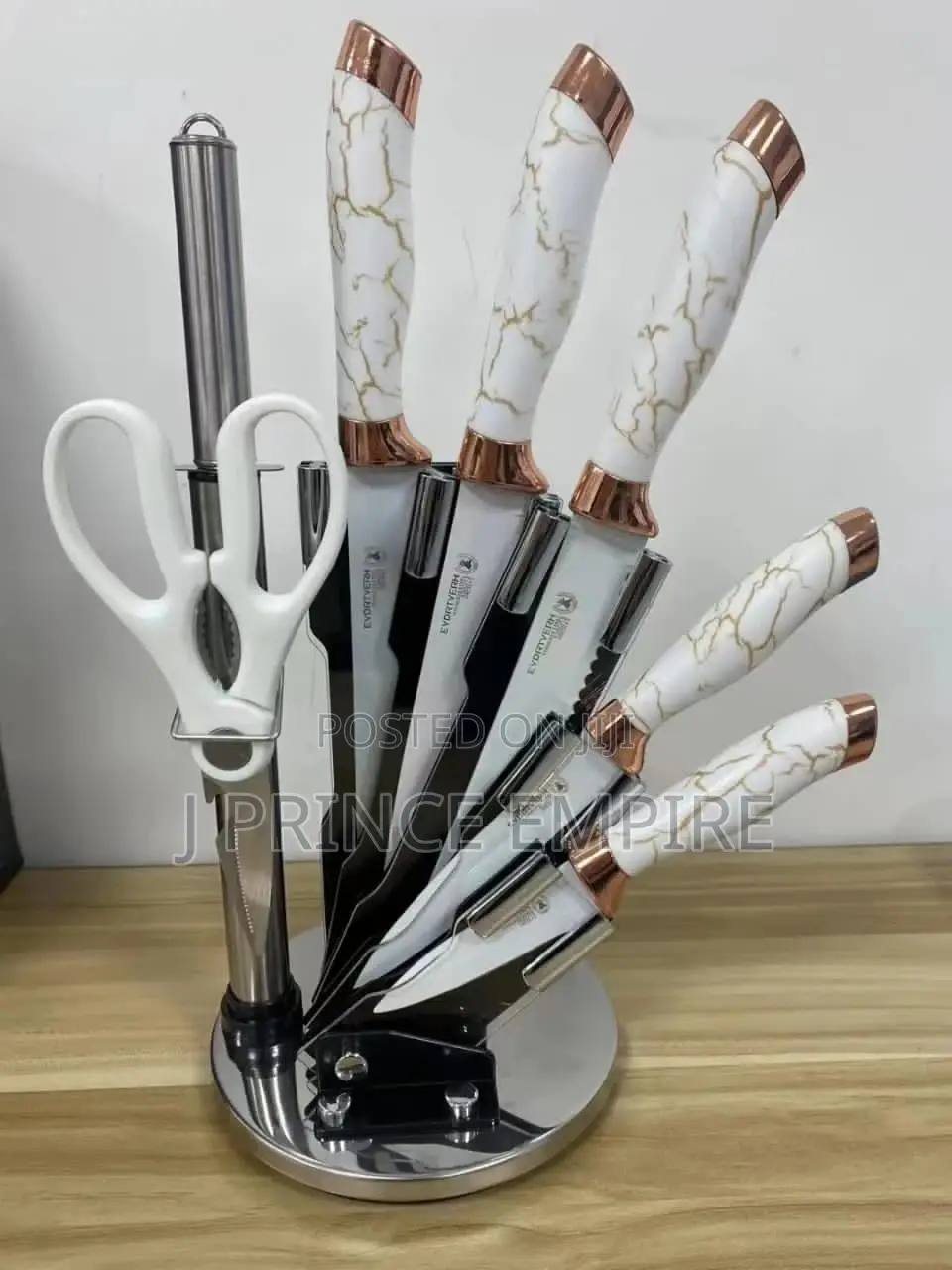 Non Stick Knife Set With Stand - 8 Pieces