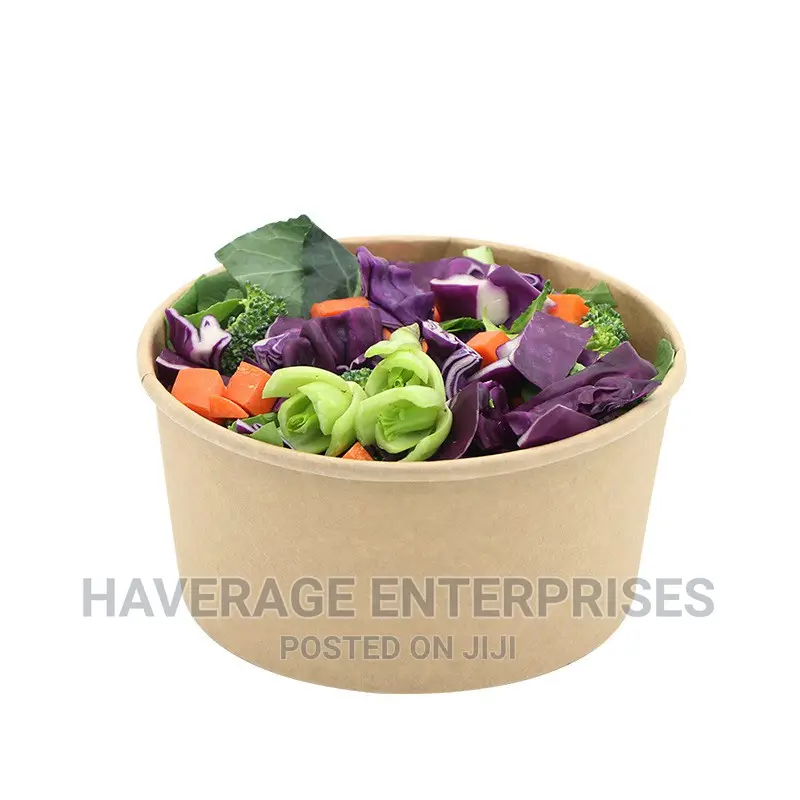 Disposable Kraft Paper Salad Bowl 750ml, 1,000ml 600pcs
