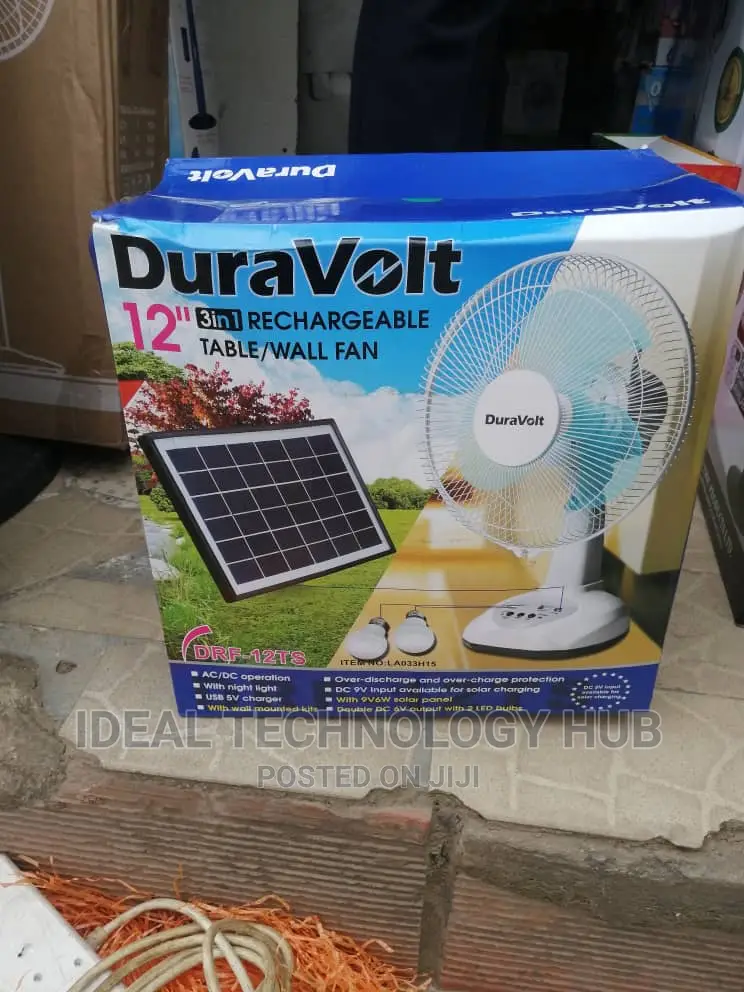 Dura Volt 3 in 1 12inch Rechargeable Table and Wall Fan