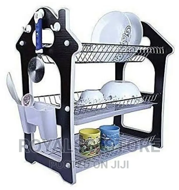 3 Tier a Shape Wooden/Stainless Dish Drainer Rack