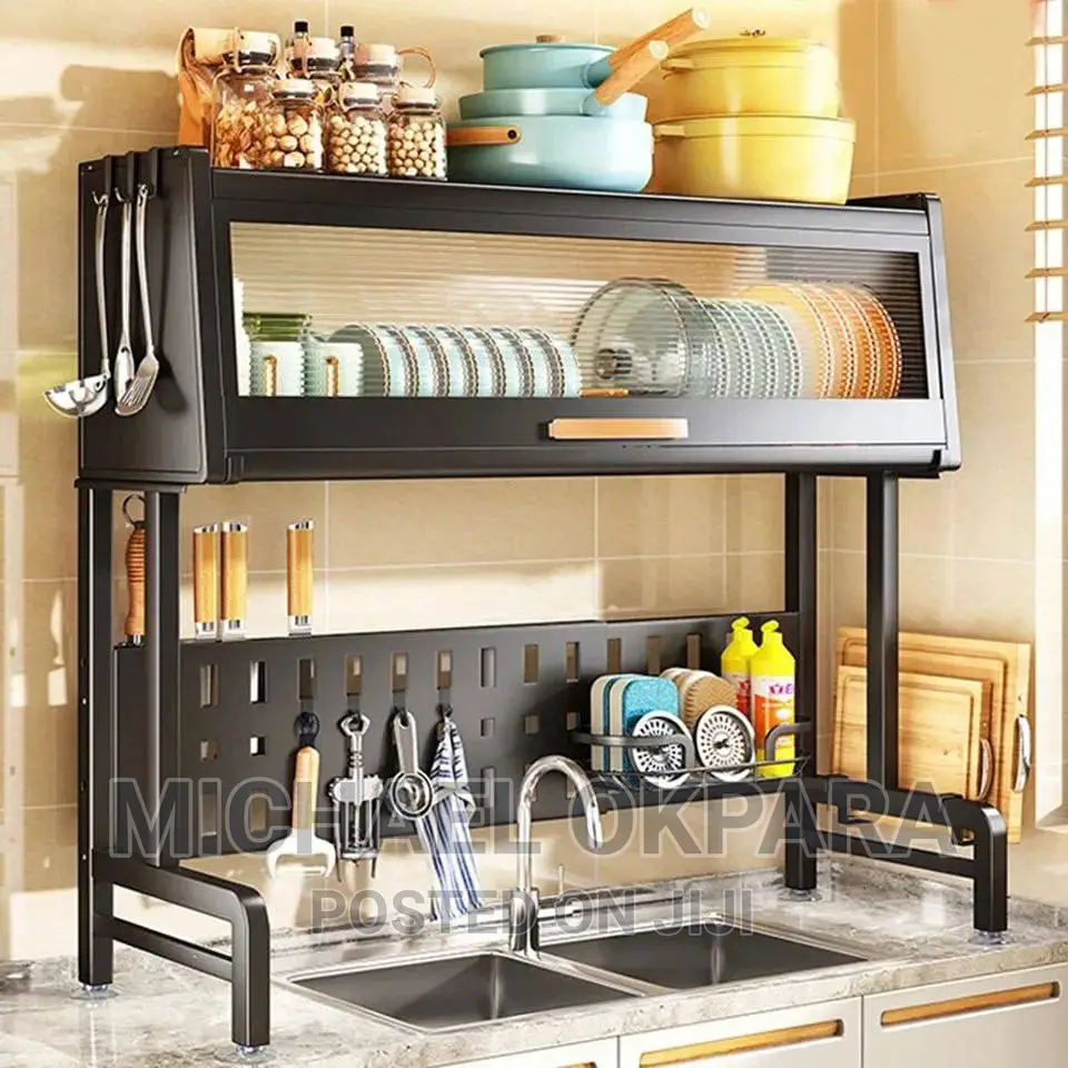 2 Sinks Dish, Cutleries and Spice Rack With Cover