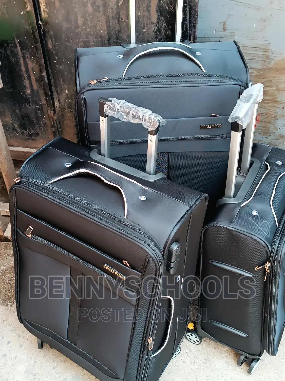 Set of 3 Black Swiss Polo Travelling Luggage Boxes